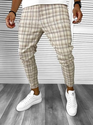 Pantaloni barbati casual regular fit in carouri A8463 B3-4 - Idei cadou haine barbati - Pantaloni casual
