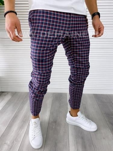 Pantaloni barbati casual regular fit in carouri B1727 10-5 E* - Idei cadou haine barbati - Pantaloni casual