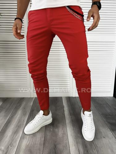 Pantaloni barbati casual regular fit rosii B8018 F3-4 - Idei cadou haine barbati - Pantaloni casual