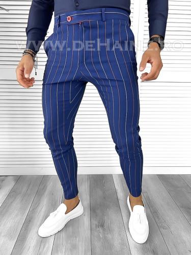 Pantaloni barbati eleganti bleumarin B7871 12-4 E* F3-2 - Idei cadou haine barbati - Pantaloni eleganti