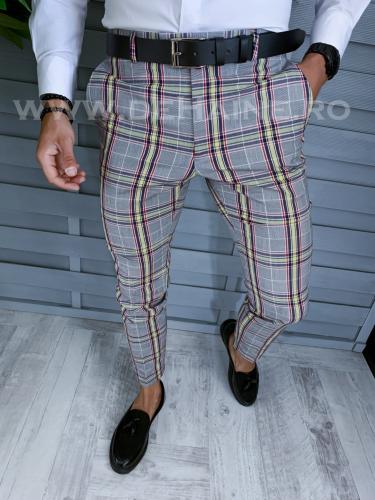 Pantaloni barbati eleganti in carouri gri B1559 B6-5 - Idei cadou haine barbati - Pantaloni eleganti